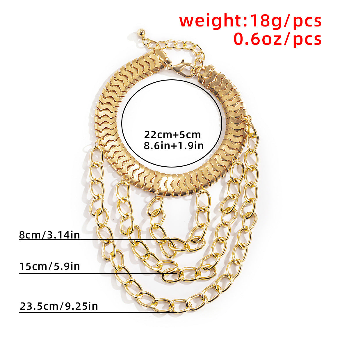 Simple Flat Snake Chain Metal Shoe Chain With Multiple Layers Of Personality