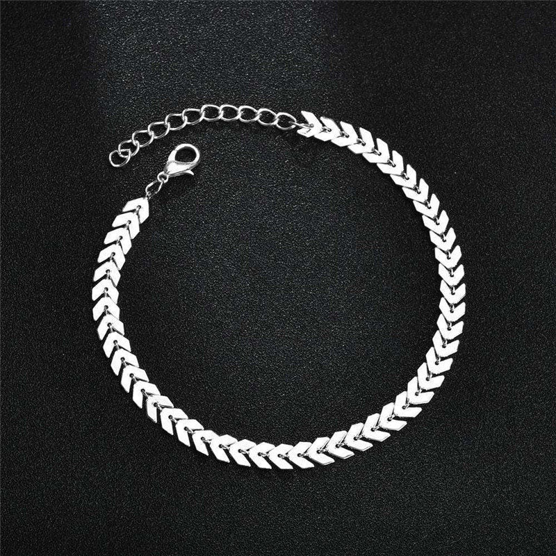 Jewelry Double Layer Fishbone Anklet Women's Beach