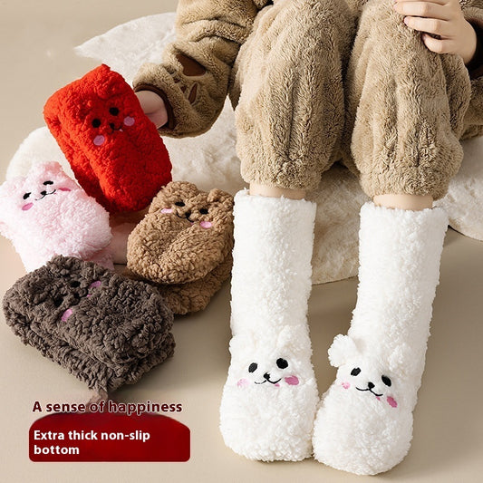 Coral Fleece Socks Female Thickened Middle Warm Floor Socks Winter Gadgets